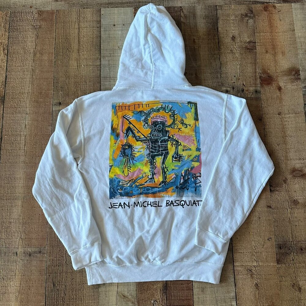 Jean-Michel Basquiat White Pullover Hoodie With Iconic Crown & Art Print S - Picture 6 of 6